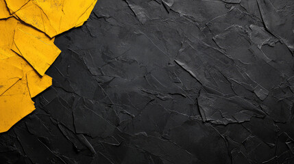 A dramatic contrast of bold yellow against a rugged black texture, creating a vibrant and edgy visual statement with a rough, textured surface.