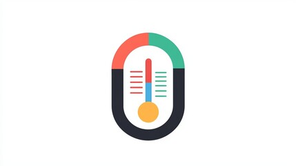 thermometer with red green blue scale, climate control, weather change, flat vector bicolor icon
