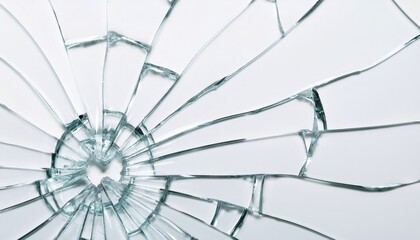 Obraz premium Broken glass texture creating abstract circular pattern on white background