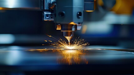 Laser cutting machine industrial metalwork sparks manufacturing process