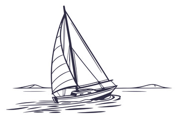 Minimalist Sailboat on Water Vector 