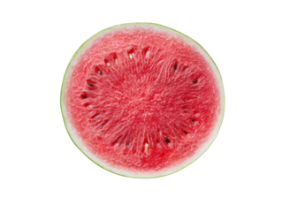 Fresh watermelon slice for summer refreshments and healthy snacks on a transparent background, cut out