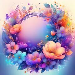 creative, fancy and beautiful spring flower composition with space for copy in circle background, graphic resource spring concept