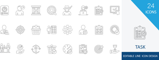 Task thin line icon collection set.