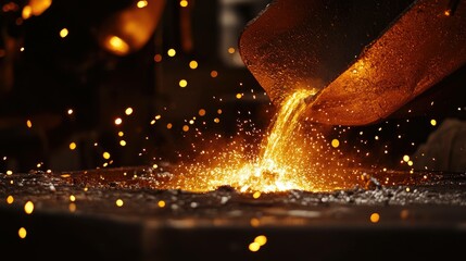Molten metal pouring heavy industry metallurgy casting steel factory