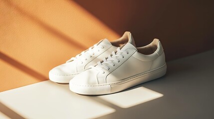Stylish leather sneakers fashion footwear apparel product photography