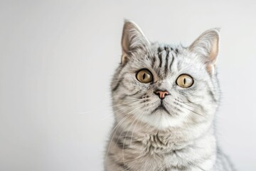 silver tabby british shorthair cat looking at the camera