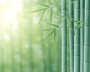 Serene bamboo forest scene with sunlit background