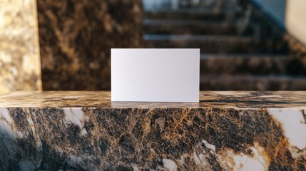 Blank business card mockup on marble table for brand identity design