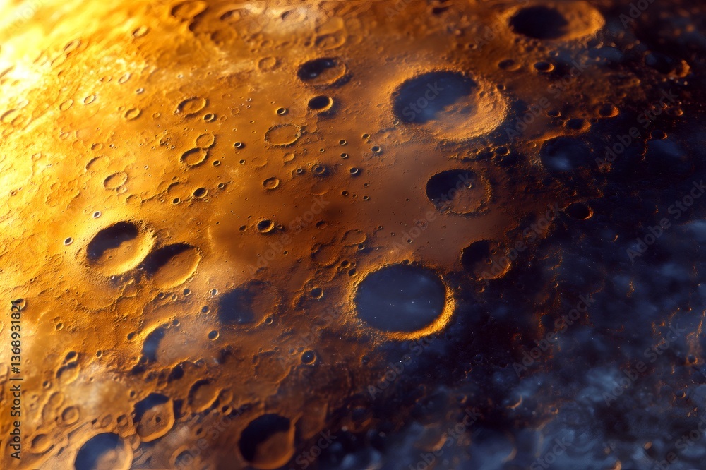 Aufkleber sunlight reflecting on mercury surface full of craters, creating a scenic view of the planet's geolo