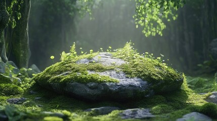 green moss on the rocks