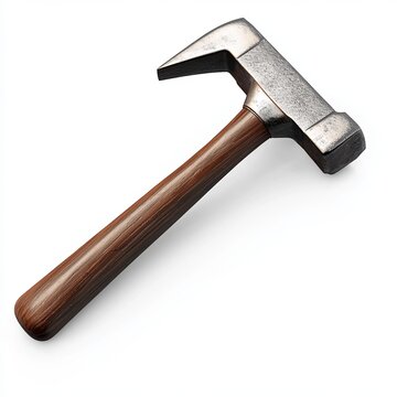 recommend clip art: Realistic hammer clipart with metal head and wooden handle, construction tool isolated on white background