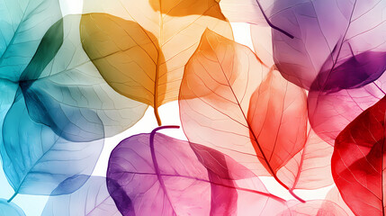 Hojas de colores en fondo blanco. Tinted Translucence. Illustration