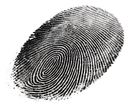 A unique fingerprint, a silent story of identity, a testament to individuality, captured in stark black and white. AI Generative