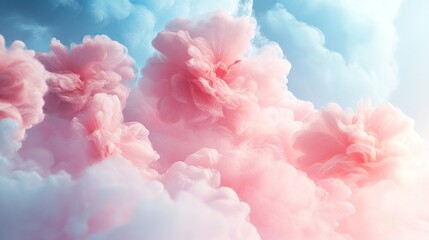 Fototapeta premium Pink and Blue Fluffy Clouds Dreamy Pastel Sky