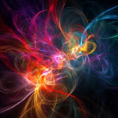 Fototapeta premium Abstract vibrant swirling fractal design. Intricate colorful energy flow