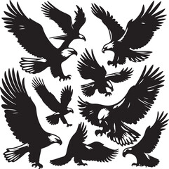 Obraz premium eagle silhouettes vector white background