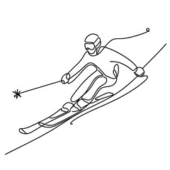 Line Drawing of a Skier in Action on the Slopes  