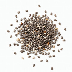 Chia seeds isolated on white background. Healthy superfood concept.