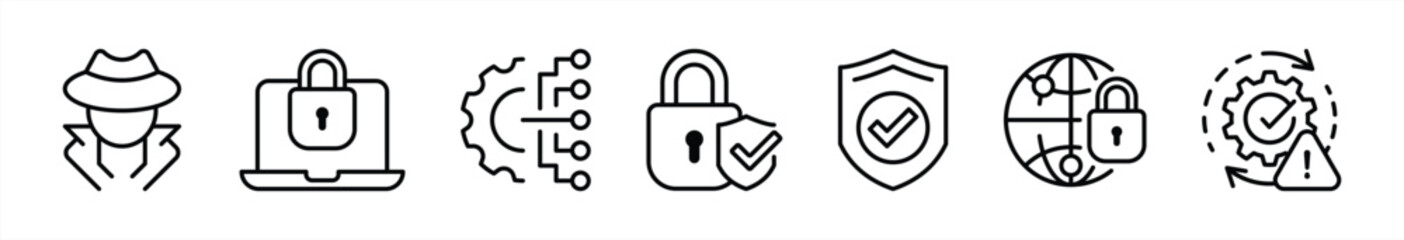 cyber security thin line icon set. contain hacker, system, protection, password, shield, secure network icon collections. vector illustration