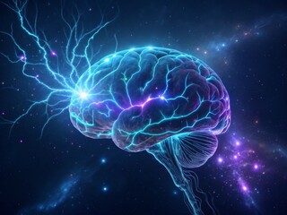 A vibrant illustration of an active brain, showcasing neural energy.