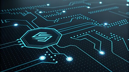 Digital Network Expansion – A circuit board-inspired tech blueprint in deep blue.