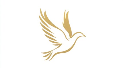 Fototapeta premium Golden Dove in Flight Symbol of Peace and Freedom Elegant Design for Logos Branding and Dec