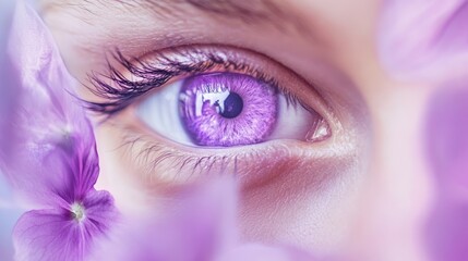 Close-Up of Purple Eye with Butterflies Representing Strength and Hope on World Lupus Day