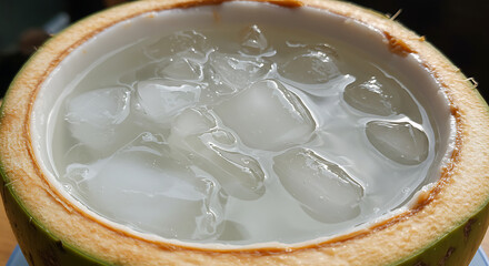Refreshing Coconut Water with Ice A Tropical Delight