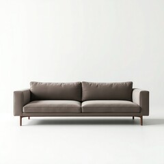 Obraz premium Modern gray sofa with plush cushions and wooden legs, perfect for contemporary living spaces.