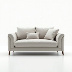 A modern beige sofa with soft cushions, perfect for a cozy living space.