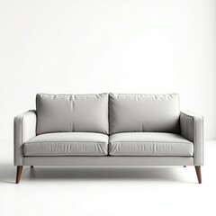 Stylish light gray sofa with wooden legs, exuding modern elegance and comfort.
