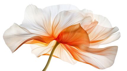 Fototapeta premium Png of An elegant white and orange flower with intricate petal details, gracefully displaying its soft curves on transparent background.