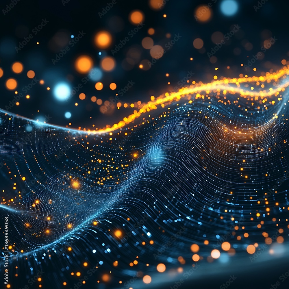 Aufkleber abstract digital wave with glowing particles. dynamic energy flow
