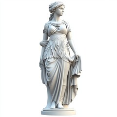 Antique sculpture of Aphrodite from Greek mythology, 3D illustration, isolated on a white background