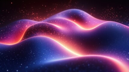 Obraz premium Vibrant Abstract Waves with Glowing Lights and Starry Background