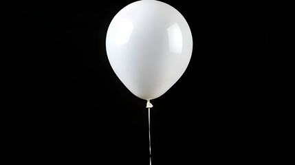 One white balloon floating in the air on a black background, product photography. © Sachal