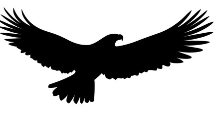 Obraz premium Silhouette of a Soaring Bird with Spread Wings Ideal for Nature and Wildlife Themes