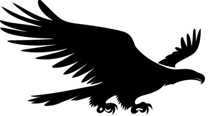 Obraz premium Silhouette of a Soaring Bird with Spread Wings Perfect for Nature Wildlife and Freedom Theme