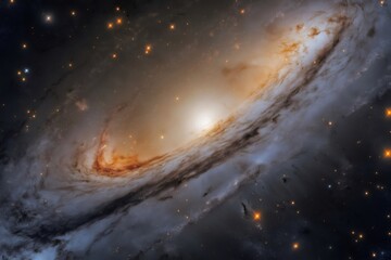 Majestic spiral galaxy with swirling streams of stars, gas, and dust, illuminating the vast expanse of outer space