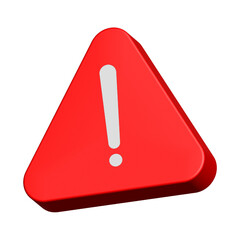 3d red triangular warning sign with a white exclamation point