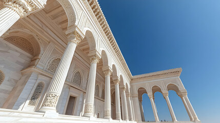 Ancient White Stone Building Facade