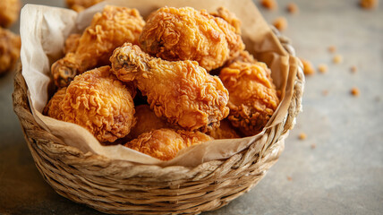 紙袋から移したラフなチキンバスケット