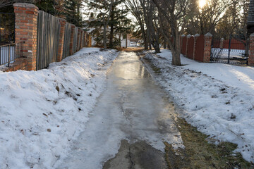 Pedestrian icy walkway hazard