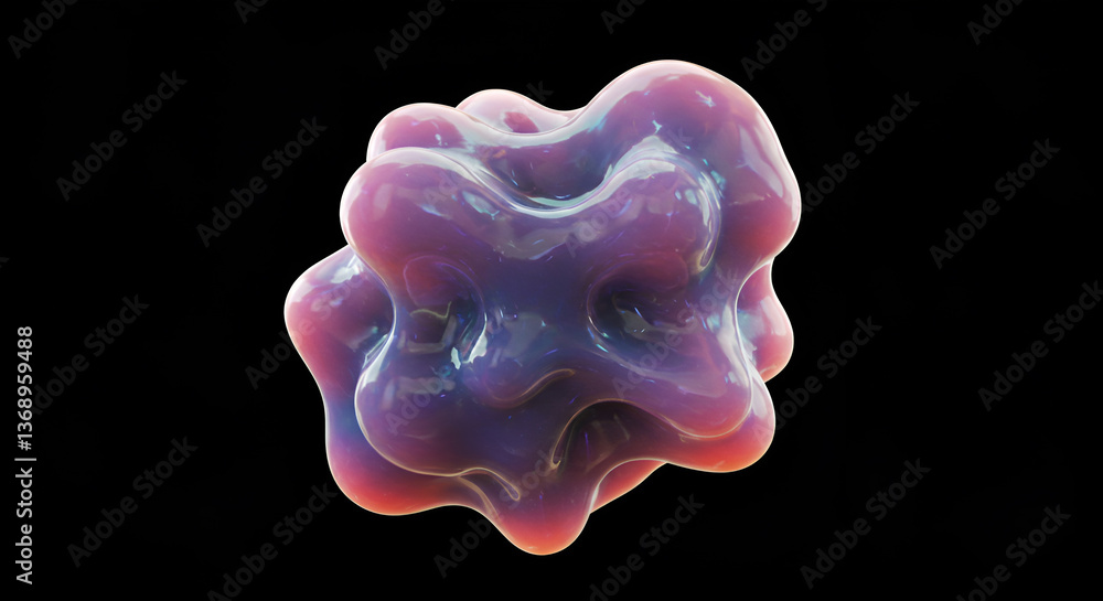 Poster vivid 3d render of a colorful liquid blob with complex textures