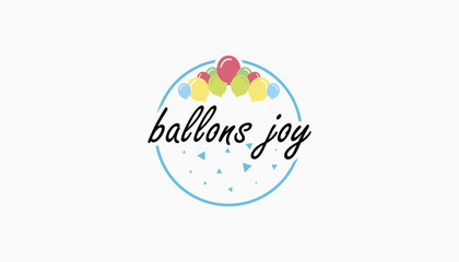 Happy Birthday joy ballons logo design template vector