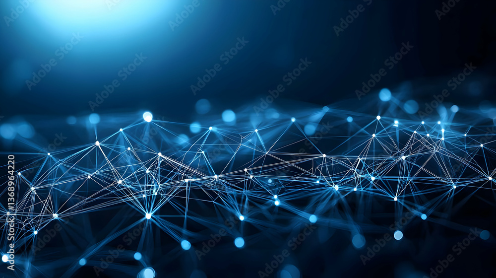 Poster abstract network design with blue lines and dots