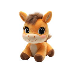 Fototapeta premium Adorable Golden Brown Plush Pony Toy, Sitting Position