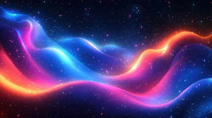 Fototapeta premium Vibrant Abstract Waves of Light in Cosmic Space Background