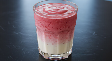 Delicious Two-Tone Berry and Cream Smoothie in a Clear Glass